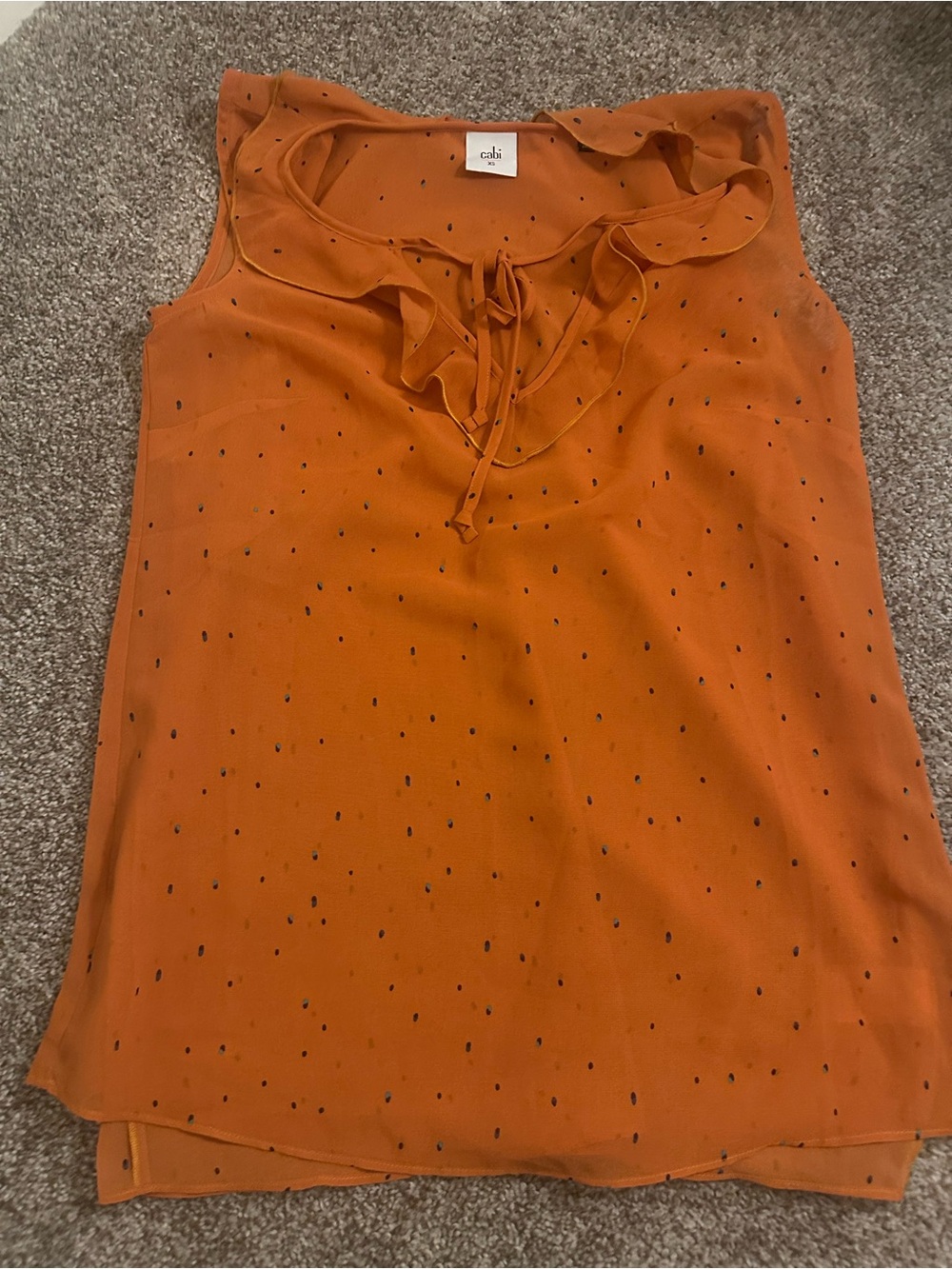 CAbi Orange Ruffle Tie-Neck Sleeveless Camisole